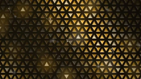 Dark Golden Geometric Triangles Pattern with Glowing Ambient Light Loop Stock Footage 345297249
