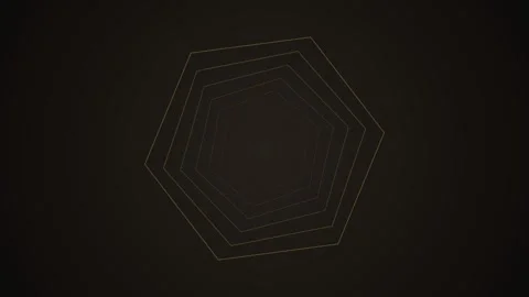 Dark golden glowing polygon tunnel loop Stock-Footage 345467985