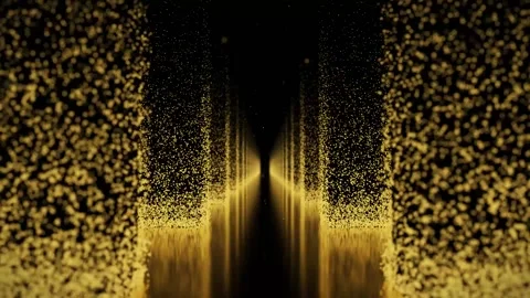 Dark Golden Hall of Particles Background Stock Footage 130445356