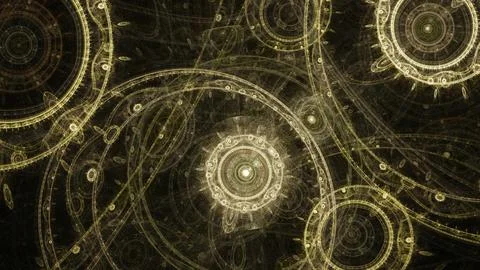 Dark golden mechanical background Stock Illustration