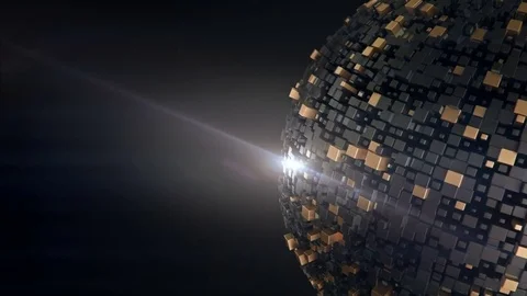 Dark golden rendered 3d sphere Stock Footage 75248512