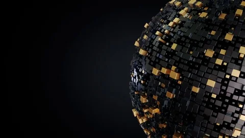 Dark golden rendered 3d sphere Stock Footage 75248528