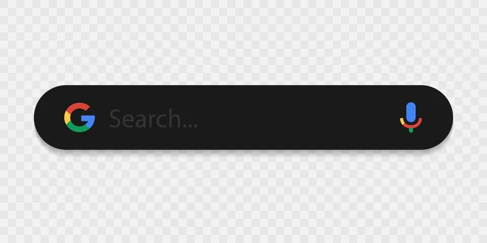 Dark google search bar vector on a transparent background. Editorial vector Stock Illustration