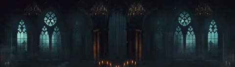 Dark gothic castle in the ominous evening. Stock Footage 264651446