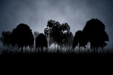 Dark gothic scene with trees Stock Illustration