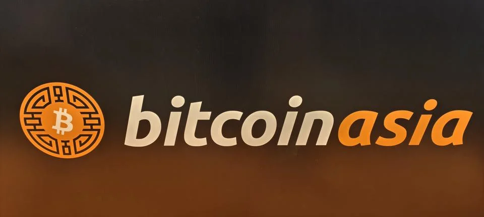 Dark gradient logo design with the word “Bitcoinasia” 库存照片