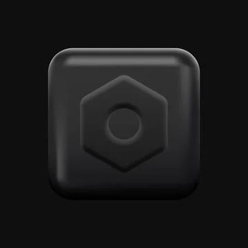 Dark Gradient Settings Icon. Black 3D Button Stock Illustration