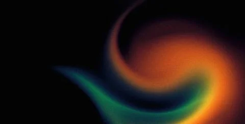 Dark grainy gradient background, orange green yellow abstract swirl shape ... 写真素材