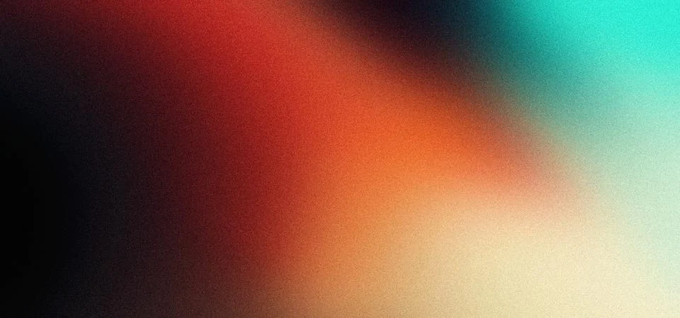 Dark grainy gradient background orange teal vibrant noise texture header po.. Stock Photos