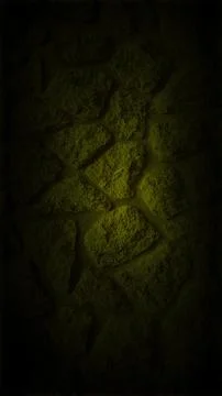 Dark grainy stone wall with a subtle green glow at the center, creating a m.. Stock Photos