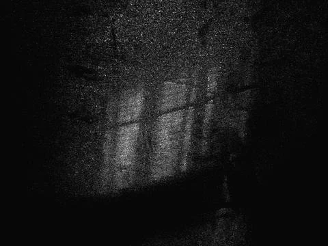 Dark Grainy Window Shadows Casting Eerie Abstract Light and Texture Illustrazione stock