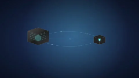 Dark graphite edge computing server node with cyan glowing lines and blue d.. Stock Footage 345775426