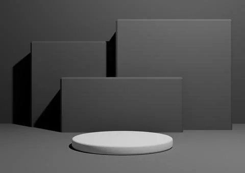 Dark graphite gray, black and white, 3D render of a simple, minimal product d Stock Illustration