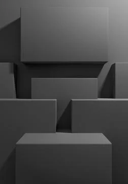 Dark graphite gray, black and white 3D rendering product display background s Stock Illustration