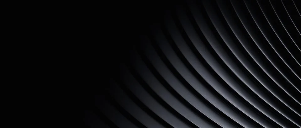 Dark Graphite Ribbed Curved Abstract Texture Background Subtle Highlights S.. イラスト素材