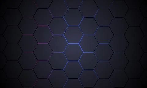 Dark gray 3D hexagonal technology vector gaming abstract background. Illustrazione stock