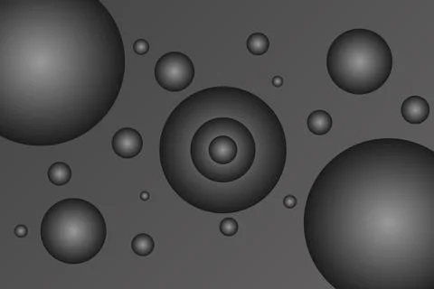 Dark Gray Abstract Background with Glossy Circular Spheres Stock Illustration