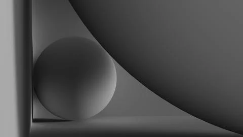 A dark gray abstract geometric composition featuring small and big spheres .. Stock Illustration