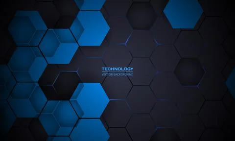 Dark gray abstract hexagonal technology background. 스톡 일러스트