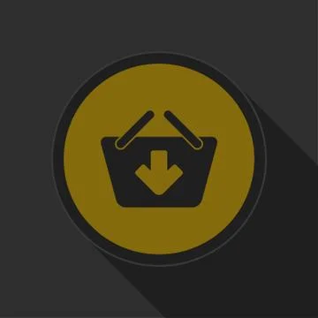 Dark gray and yellow icon - shopping basket add Stock Illustration