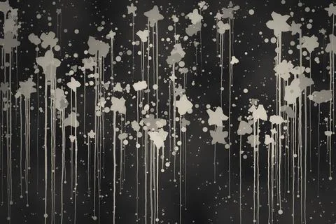 Dark gray background with dripping white paint splashes and scattered stars.. Иллюстрация