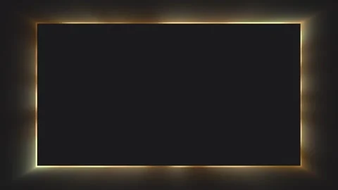 Dark gray background with a rectangular golden glowing frame, there is an empty Stock Footage 319689738