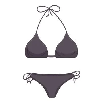 Dark gray bikini with triangle top and string bottoms isolated on white Illustrazione stock