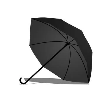Dark gray black open umbrella on a white background Stock Illustration