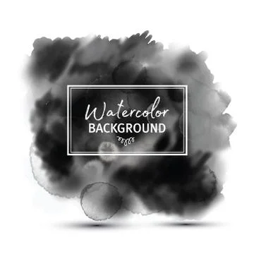 Dark gray black watercolor vector stains isolated on white with realistic pap Stock Illustration