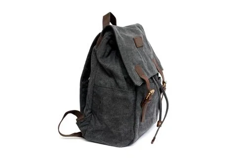 Dark gray city backpack isolated on white background Stock Photos