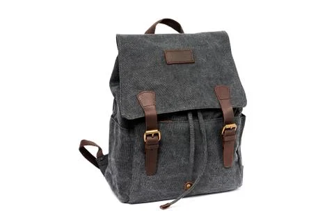 Dark gray city backpack isolated on white background Stock Photos