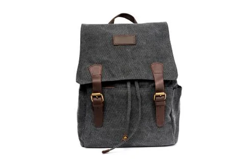 Dark gray city backpack isolated on white background Stock Photos