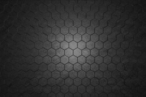 Dark gray hexagon background and real texture Stock Illustration