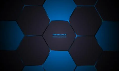 Dark gray hexagonal abstract technology background. Stock Illustration