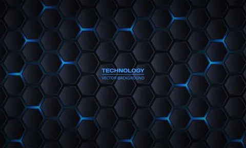 Dark gray hexagonal technology abstract background. Stock Illustration