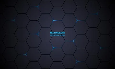 Dark gray hexagonal technology vector abstract background. Stock Illustration