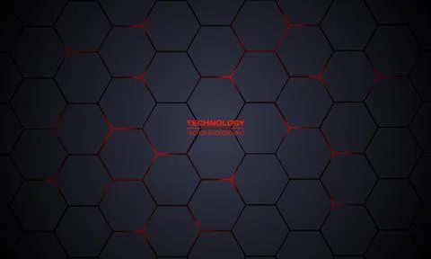 Dark gray hexagonal technology vector abstract background. Stock Illustration