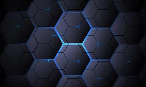 Dark gray hexagonal technology vector abstract background. Stock Illustration