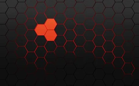 Dark gray hexagons with red background Stock Illustration