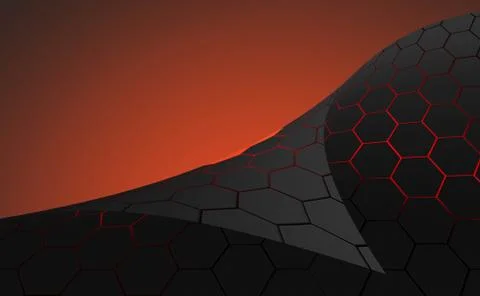 Dark gray hexagons with red background Stock-Illustration