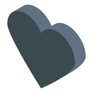 Dark gray isometric heart representing love and affection Stock Illustration