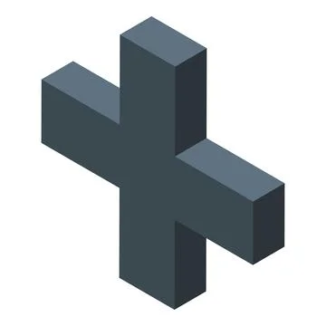 Dark gray isometric plus sign on white background Stock-Illustration