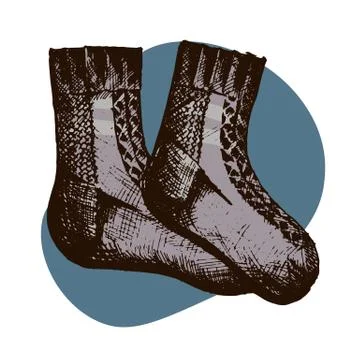 Dark gray knitted socks in light gray striped Stock Illustration