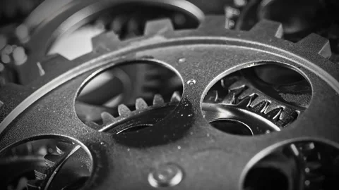 Dark Gray Metallic Cogs Wheels Spinning Wheels Stock Footage 276242233