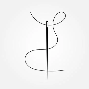 Dark gray needle with wavy thread vector icon Stock Illustration