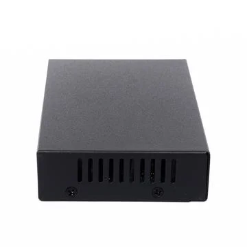 Dark gray network switch plain front view 스톡 사진