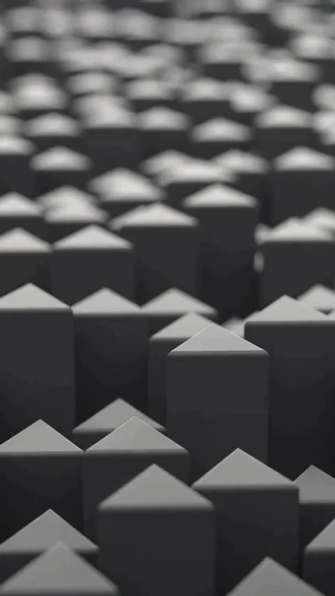 Dark gray pointed pillars moving in abstract geometric animation Video stock 334169779