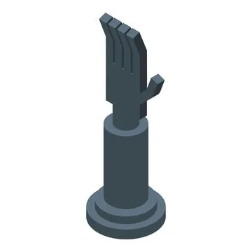 Dark gray prosthetic hand on a pedestal showing four fingers Stock Illustration