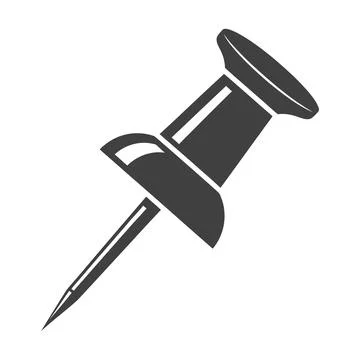 Dark Gray Pushpin Icon on White Background Keywords: pushpin, thumbtack, pi.. Stock Illustration
