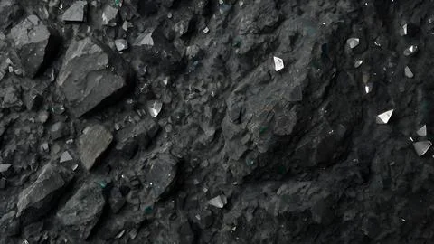 Dark Gray Rough Granite Texture With Crystal Formations Stock Photos